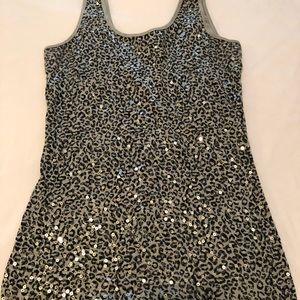 Cheetah Print Sequin Tank Top